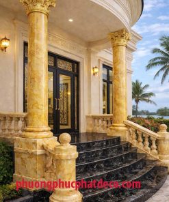 Mẫu Cột Ngoài Trời Sơn Giả Đá Cẩm Thạch Màu Vàng Đẹp